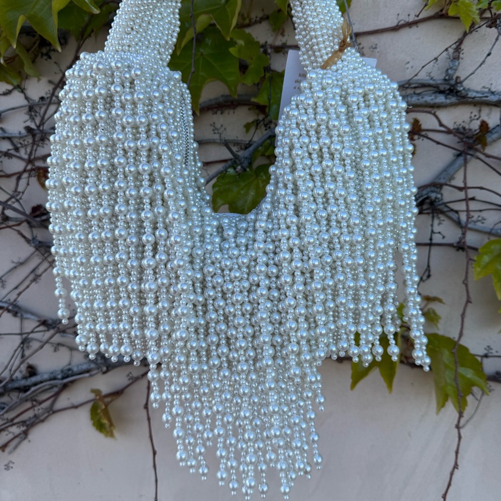 NWT Viral Pearl Beaded Fringe Shoulder Bag Made in India Handcrafted Brand New ✨